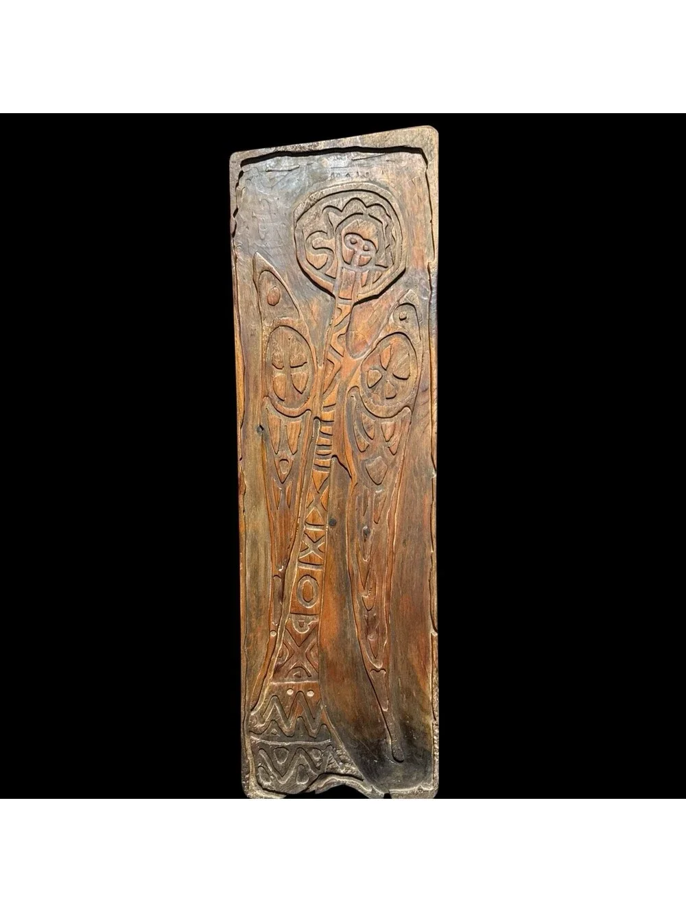 Vintage Beautiful Carved Folk Art Wood Panel MCM RARE No. 2 Artist “ L 8.25” W